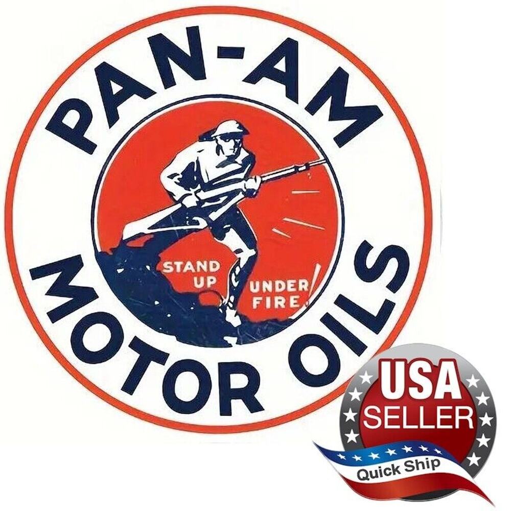 Tin Sign • Petroliana •Pan-Am Motor Oils •WWI Soldier • Springfield Rifle •8"x8"